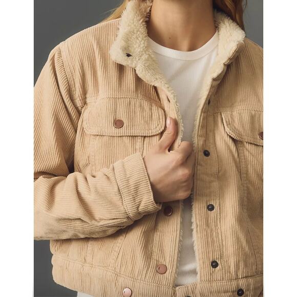 Pilcro by Anthropologie Jackets & Blazers - Anthropologie Pilcro Shrunken Corduroy Sherpa Snap Jacket | XS, Tan NWT $148